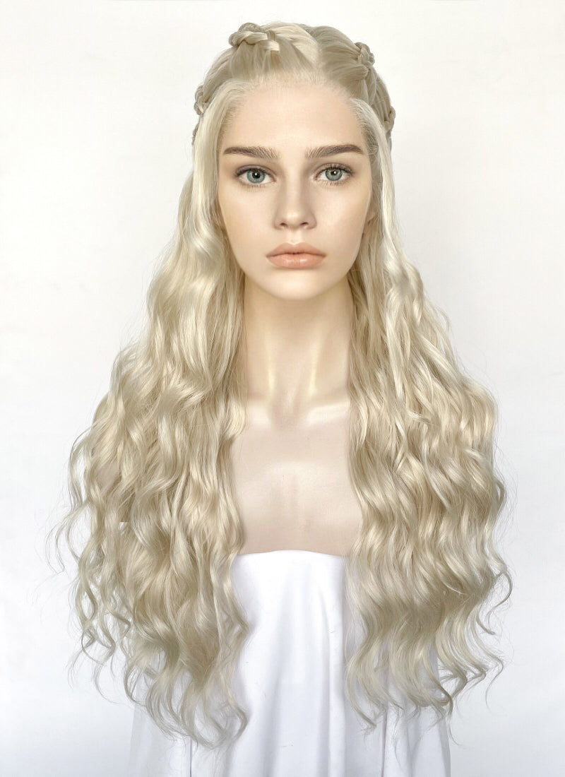 Game of Thrones Daenerys Targaryen Light Ash Blonde Braided Lace Front Synthetic Wig LF2158