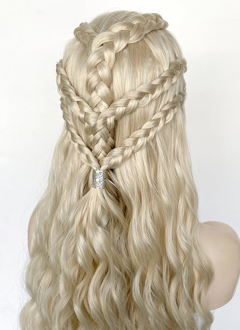 Game of Thrones Daenerys Targaryen Light Ash Blonde Braided Lace Front Synthetic Wig LF2158