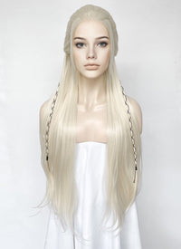 Platinum Blonde Braided Lace Front Synthetic Wig LF2159