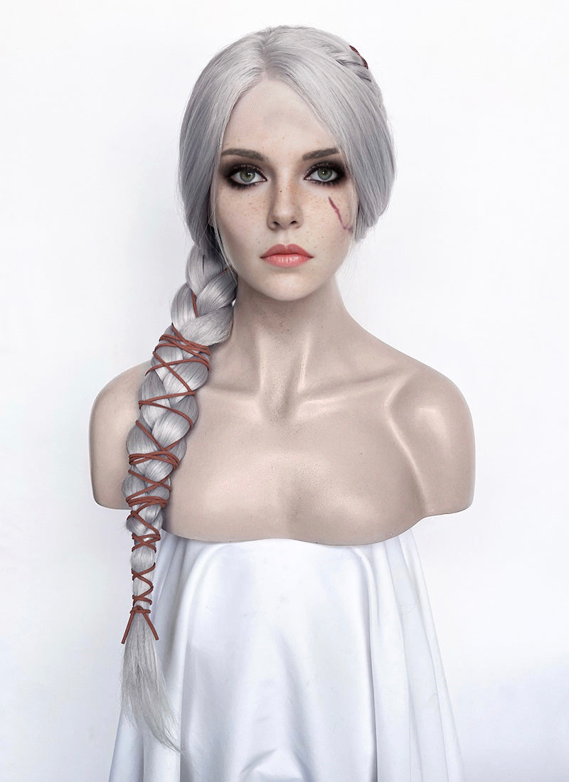 The Witcher IV Ciri Yaki Silver Grey Braided Lace Front Synthetic Wig LF2179
