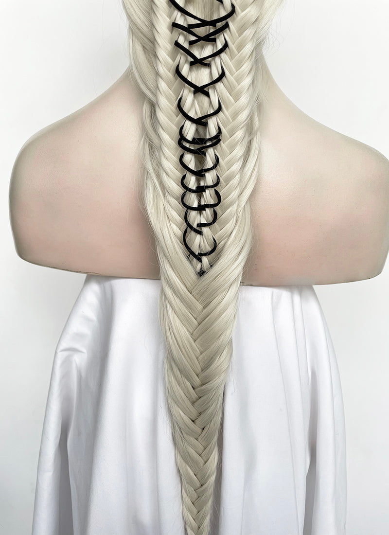 Lady Gaga Platinum Blonde Braided Lace Front Synthetic Wig LF2182