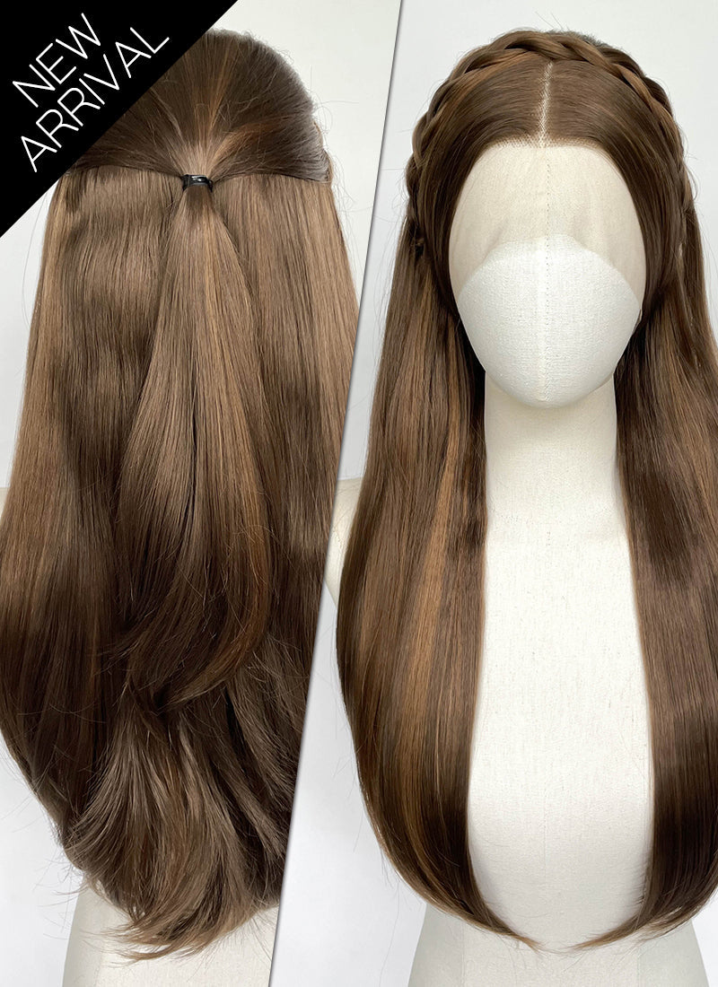 Barbie as the Princess and the Pauper Queen Erika Brunette Braided Lace Front Synthetic Wig LF2196