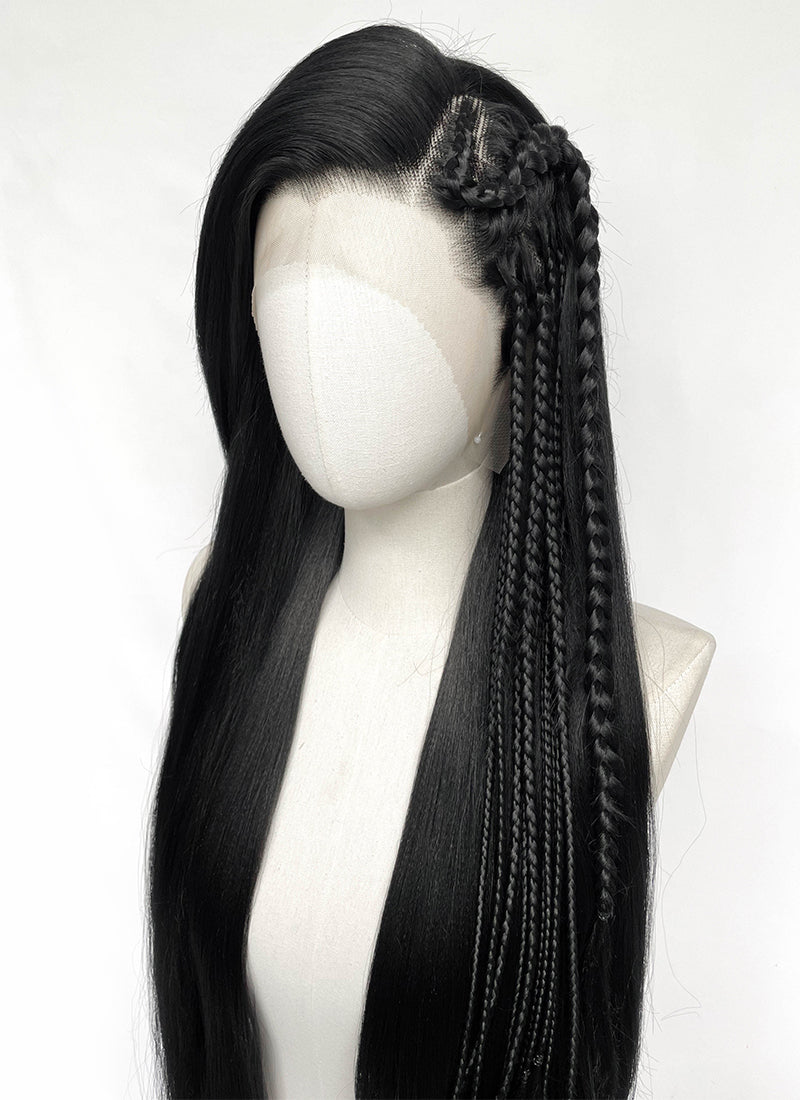 Black Braided Lace Front Synthetic Wig LF2204