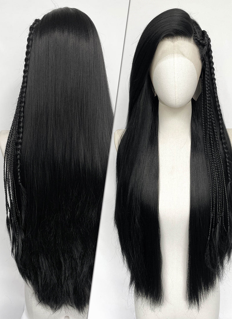 Black Braided Lace Front Synthetic Wig LF2204
