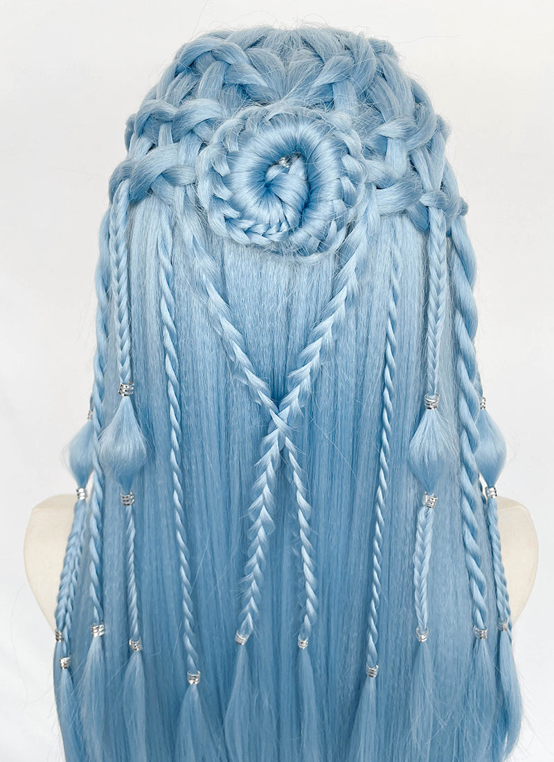 Pastel Blue Braided Lace Front Synthetic Wig LF2206