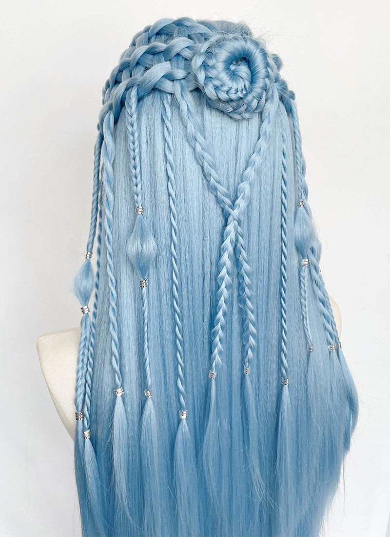 Pastel Blue Braided Lace Front Synthetic Wig LF2206