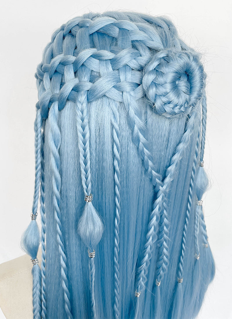Pastel Blue Braided Lace Front Synthetic Wig LF2206