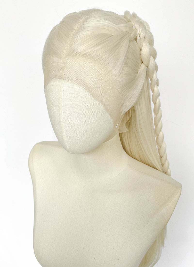 House of the Dragon Rhaenyra Targaryen‌ Platinum Blonde Braided Lace Front Synthetic Wig LF2221