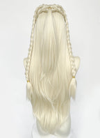 House of the Dragon Rhaenyra Targaryen‌ Platinum Blonde Braided Lace Front Synthetic Wig LF2221