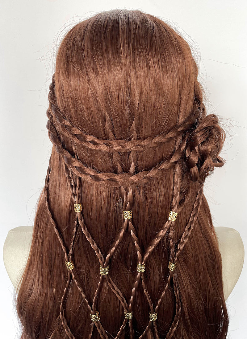 Reddish Brown Braided Lace Front Synthetic Wig LF2224