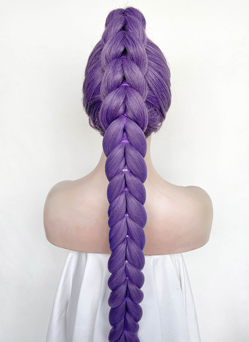 KPop Demon Hunters Rumi Pastel Purple Braided Lace Front Synthetic Wig LF2515