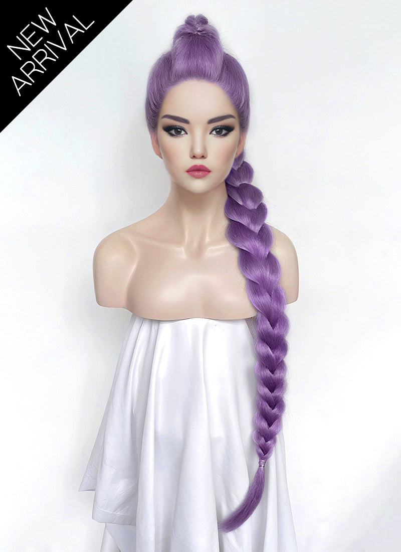 KPop Demon Hunters Rumi Pastel Purple Braided Lace Front Synthetic Wig LF2515
