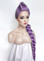 KPop Demon Hunters Rumi Pastel Purple Braided Lace Front Synthetic Wig LF2515