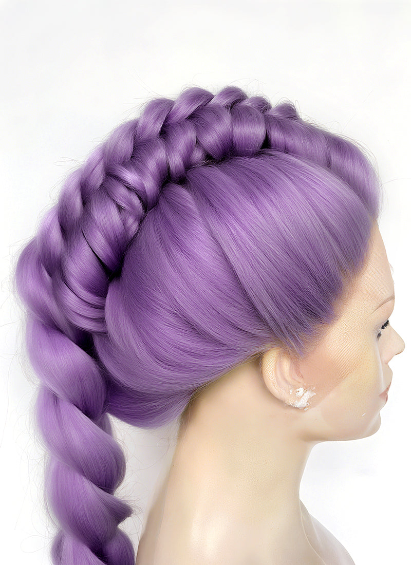 KPop Demon Hunters Rumi Pastel Purple Braided Lace Front Synthetic Wig LF2515
