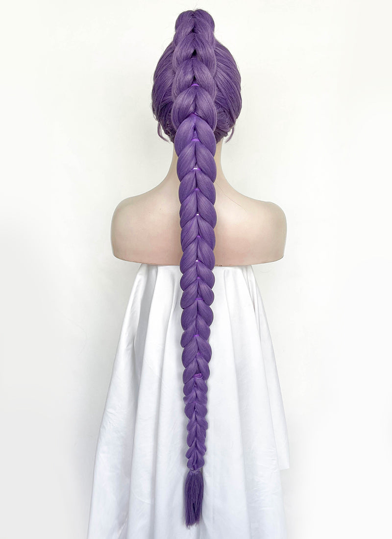 KPop Demon Hunters Rumi Pastel Purple Braided Lace Front Synthetic Wig LF2515