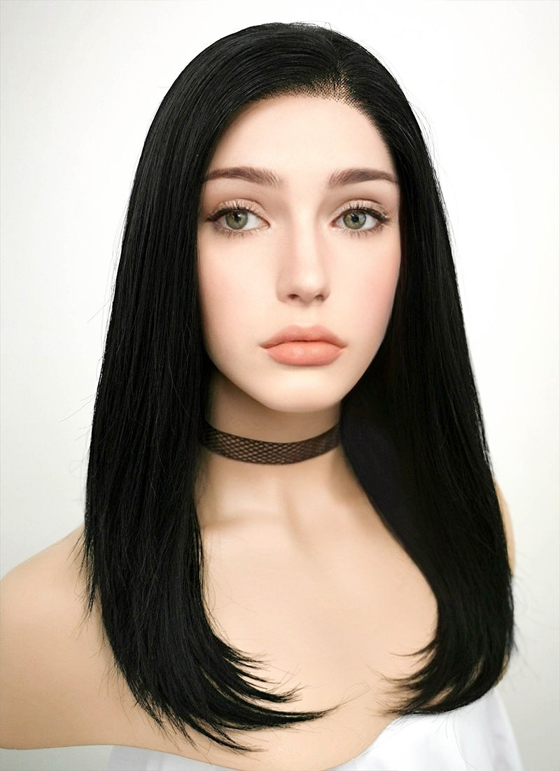 Jet Black Straight Lace Front Synthetic Bob Wig LF262
