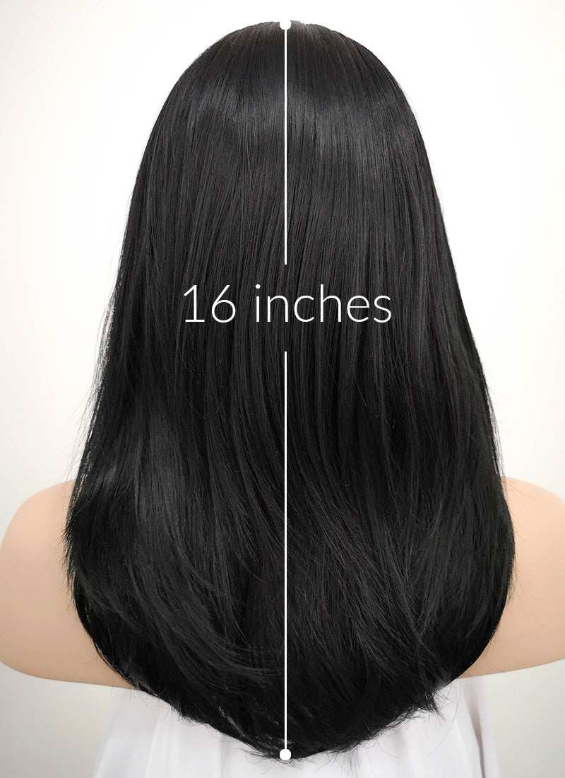 Jet Black Straight Lace Front Synthetic Bob Wig LF262