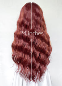 Ginger Mixed Burgundy Red Wavy Lace Front Kanekalon Synthetic Hair Wig LF3334