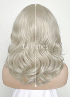Pastel Blondish Grey Wavy Bob Lace Front Synthetic Wig LF369