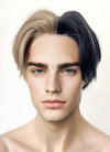 Blonde Black Split Gemini Color Straight Lace Front Synthetic Men's Wig LF6018