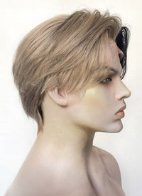 Blonde Black Split Gemini Color Straight Lace Front Synthetic Men's Wig LF6018