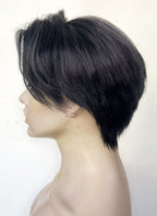 Blonde Black Split Gemini Color Straight Lace Front Synthetic Men's Wig LF6018