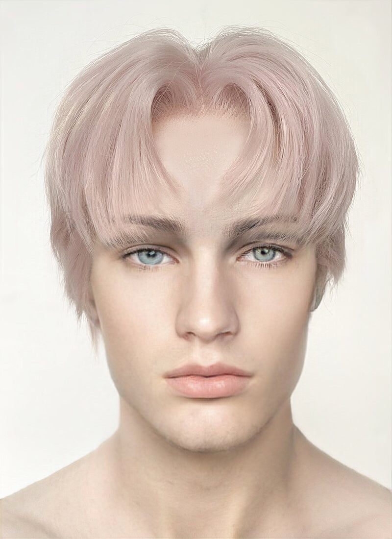 Light Ash Blonde Straight Lace Front Synthetic Men s Wig LF6020