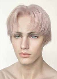 Light Ash Blonde Straight Lace Front Synthetic Men's Wig LF6020