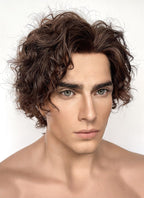 Wonka Timothee Chalamet Brunette Spiral Curly Lace Front Synthetic Hair Men's Wig LF6054