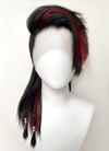 Baldur's Gate 3 Karlach Black Mixed Red Straight Lace Front Synthetic Wig LF6058