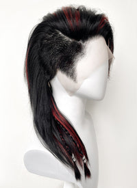 Baldur's Gate 3 Karlach Black Mixed Red Straight Lace Front Synthetic Wig LF6058