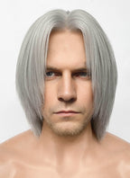 Devil May Cry Dante Grey Straight Yaki Lace Front Synthetic Men's Wig LF6117