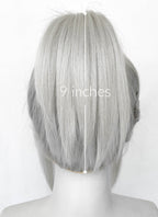 Valorant Jett Silver Grey Straight Yaki Lace Front Synthetic Wig With Ponytail LF6118
