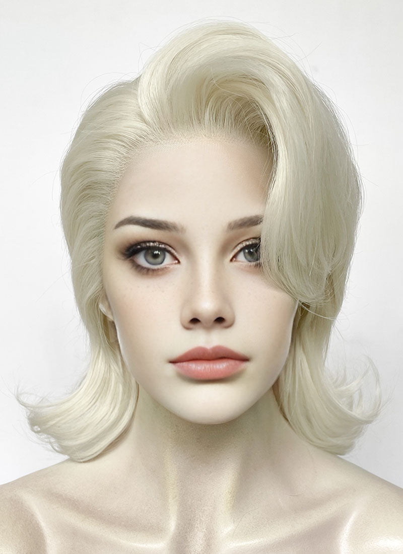 Platinum Blonde Wavy Lace Front Synthetic Wig LF6125
