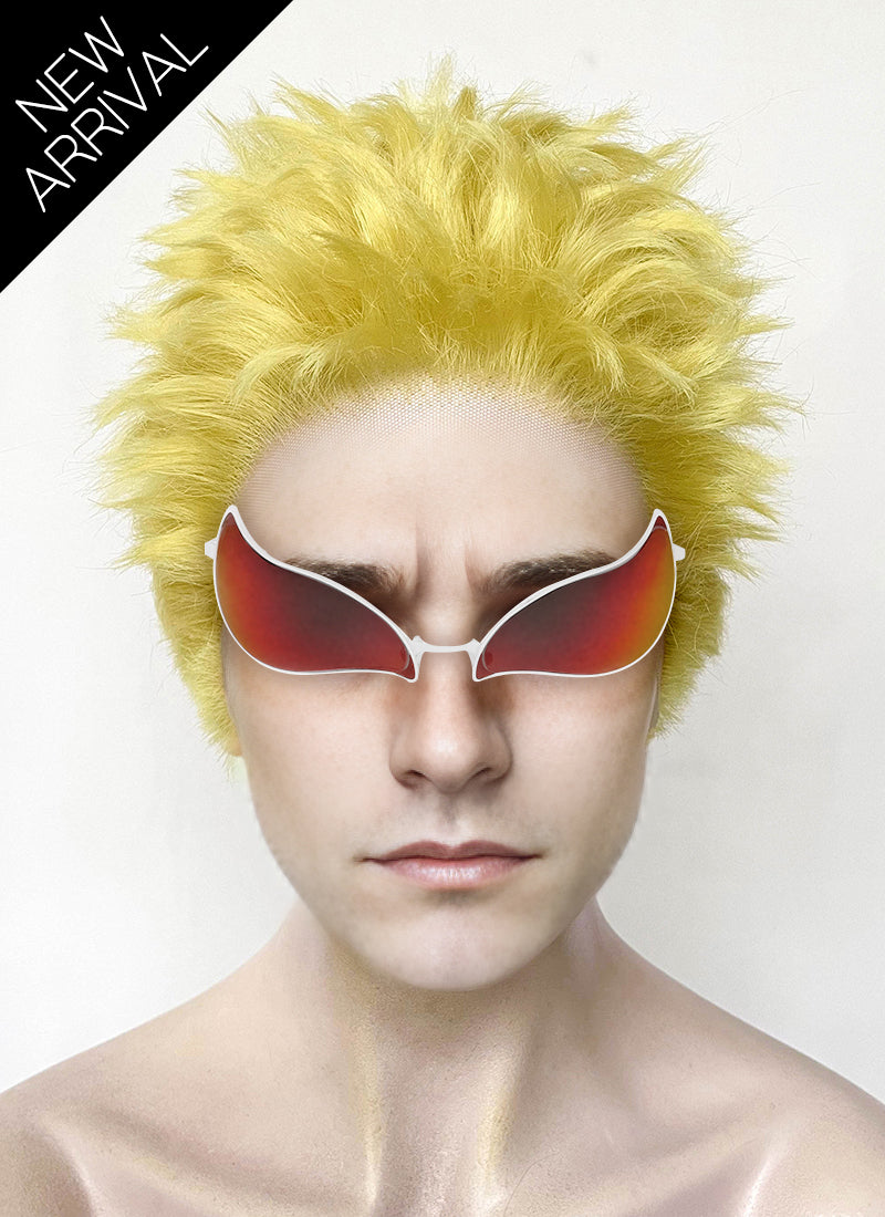 One Piece Donquixote Doflamingo Yellow Wavy Lace Front Synthetic Men's Wig LF6127