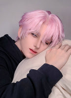 Kpop Pastel Pink Straight Lace Front Synthetic Men's Wig LF6131