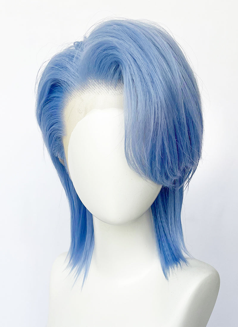 Kpop Pastel Blue Straight Lace Front Synthetic Men's Wig LF6132