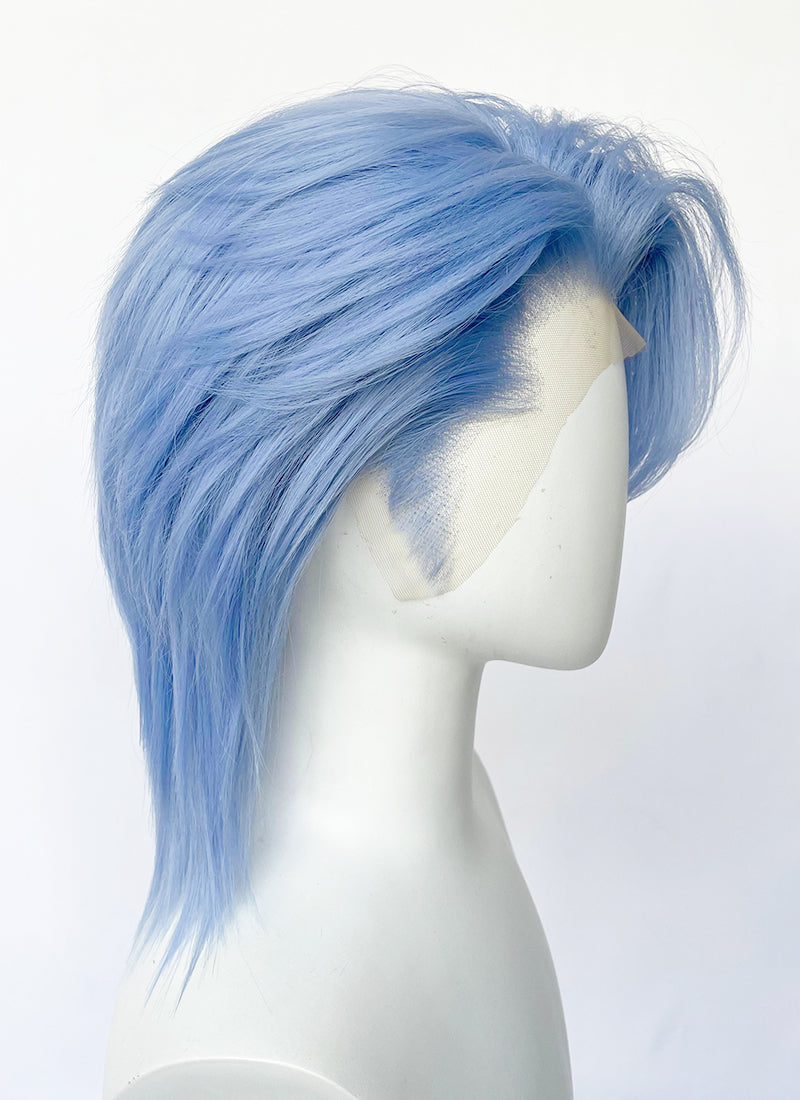 Kpop Pastel Blue Straight Lace Front Synthetic Men's Wig LF6132