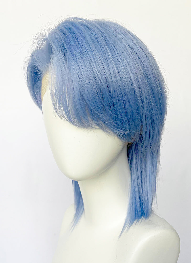Kpop Pastel Blue Straight Lace Front Synthetic Men's Wig LF6132