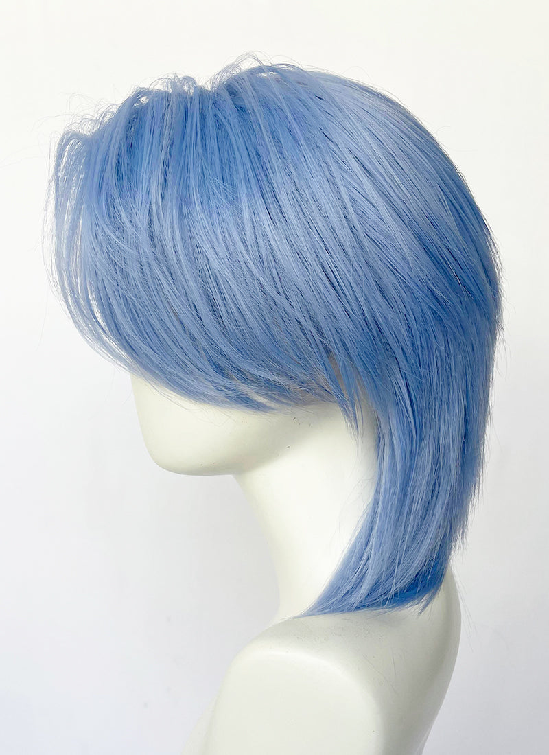 Kpop Pastel Blue Straight Lace Front Synthetic Men's Wig LF6132