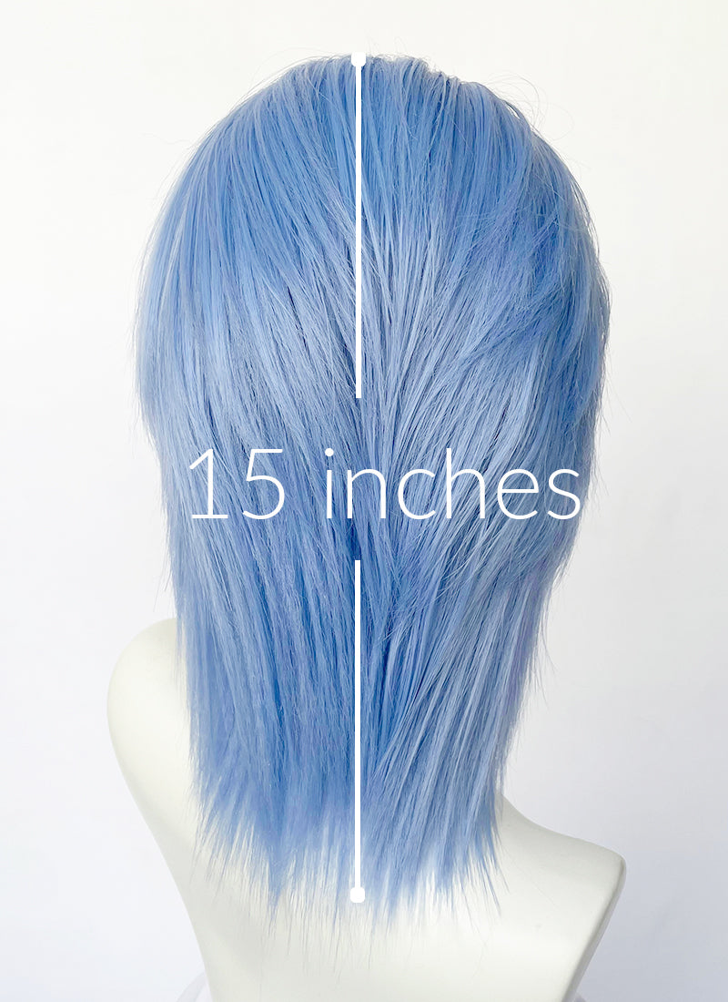 Kpop Pastel Blue Straight Lace Front Synthetic Men's Wig LF6132