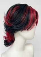 Black Mixed Red Wavy Lace Front Synthetic Men's Wig LF6151
