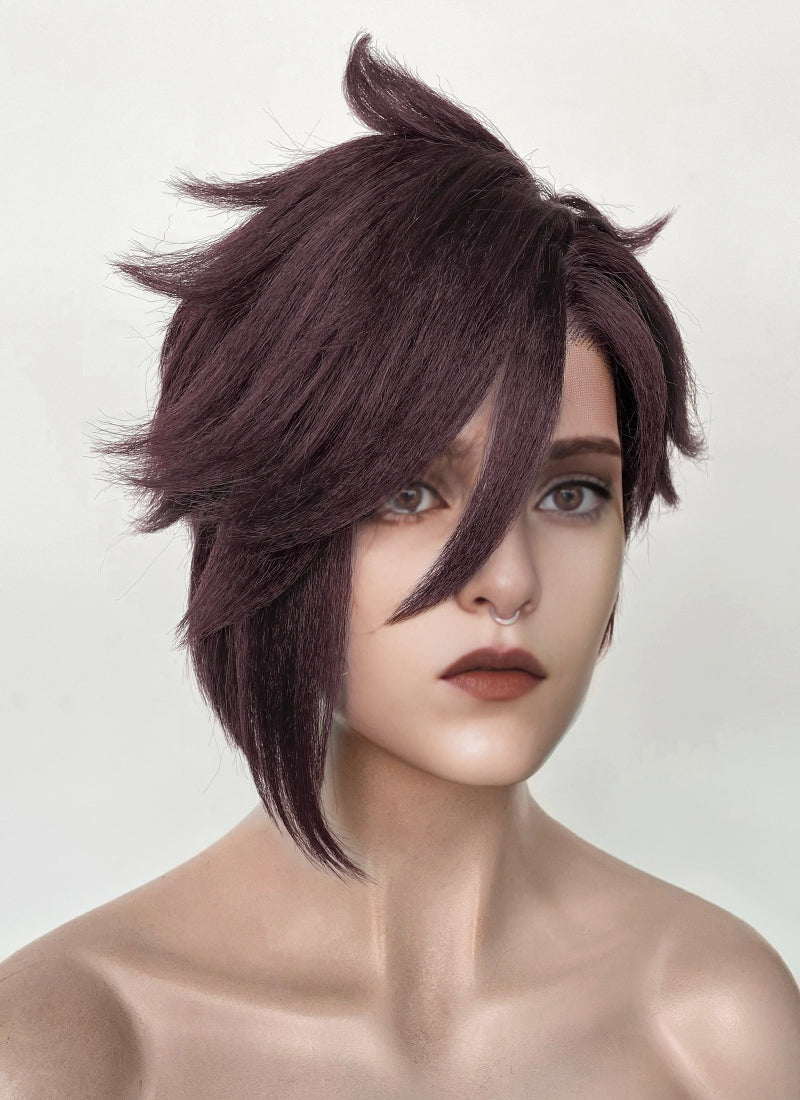 Dispatch Courtney Invisigal Reddish Purple Straight Yaki Lace Front Synthetic Hair Wig LF6159