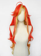 Genshin Impact Mavuika Red Orange Yellow Mixed Wavy Lace Front Synthetic Wig LF6172