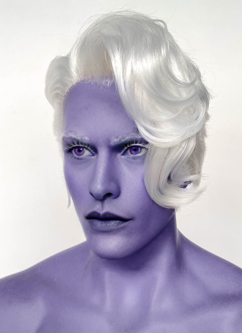 Critical Role Essek Thelyss White Wavy Lace Front Synthetic Men's Wig LF6176