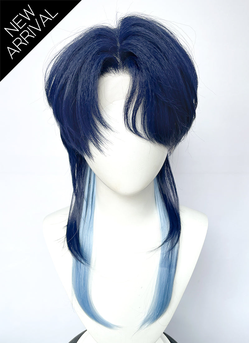 Dark Moon: THE BLOOD ALTAR SOLON Straight Two Tone Blue Lace Front Synthetic Wig LF6190