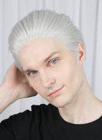 Devil May Cry Vergil Straight Silver Grey Lace Front Synthetic Men's Wig LF6192