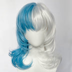 Marvel Rivals Luna Snow Wavy Pastel Blue White Split Color Lace Front Synthetic Wig LF6197