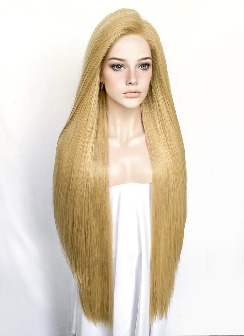 Straight Yaki Blonde Lace Front Synthetic Wig LF701S