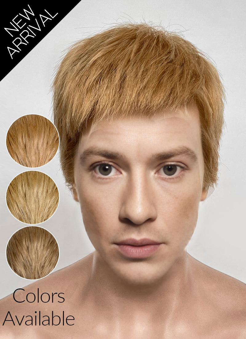 The Fantastic Four Human Torch Johnny Storm Golden Blonde Straight Yaki 13" x 6" Lace Top Synthetic Men's Wig LF8071